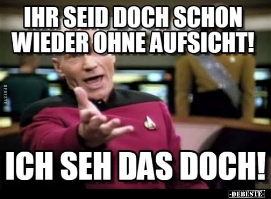 Ihr seid doch schon wieder ohne Aufsicht!
Ich seh das doch!
