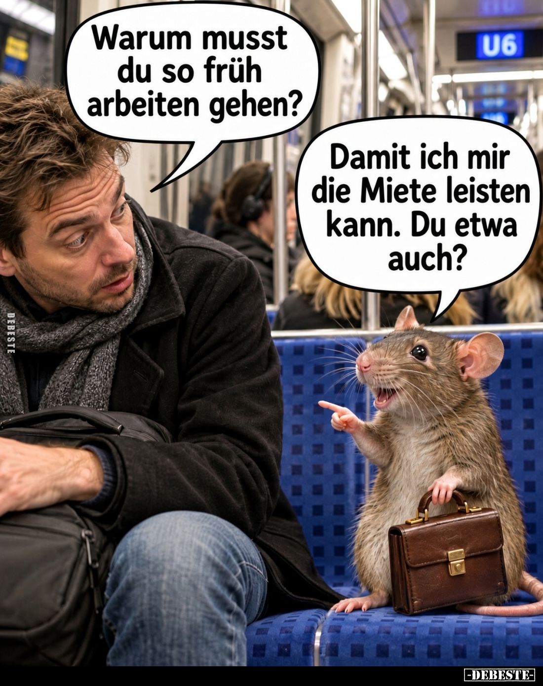 Warum musst du so früh arbeiten gehen? -
Damit ich mir die Miete leisten kann. Du etwa auch?