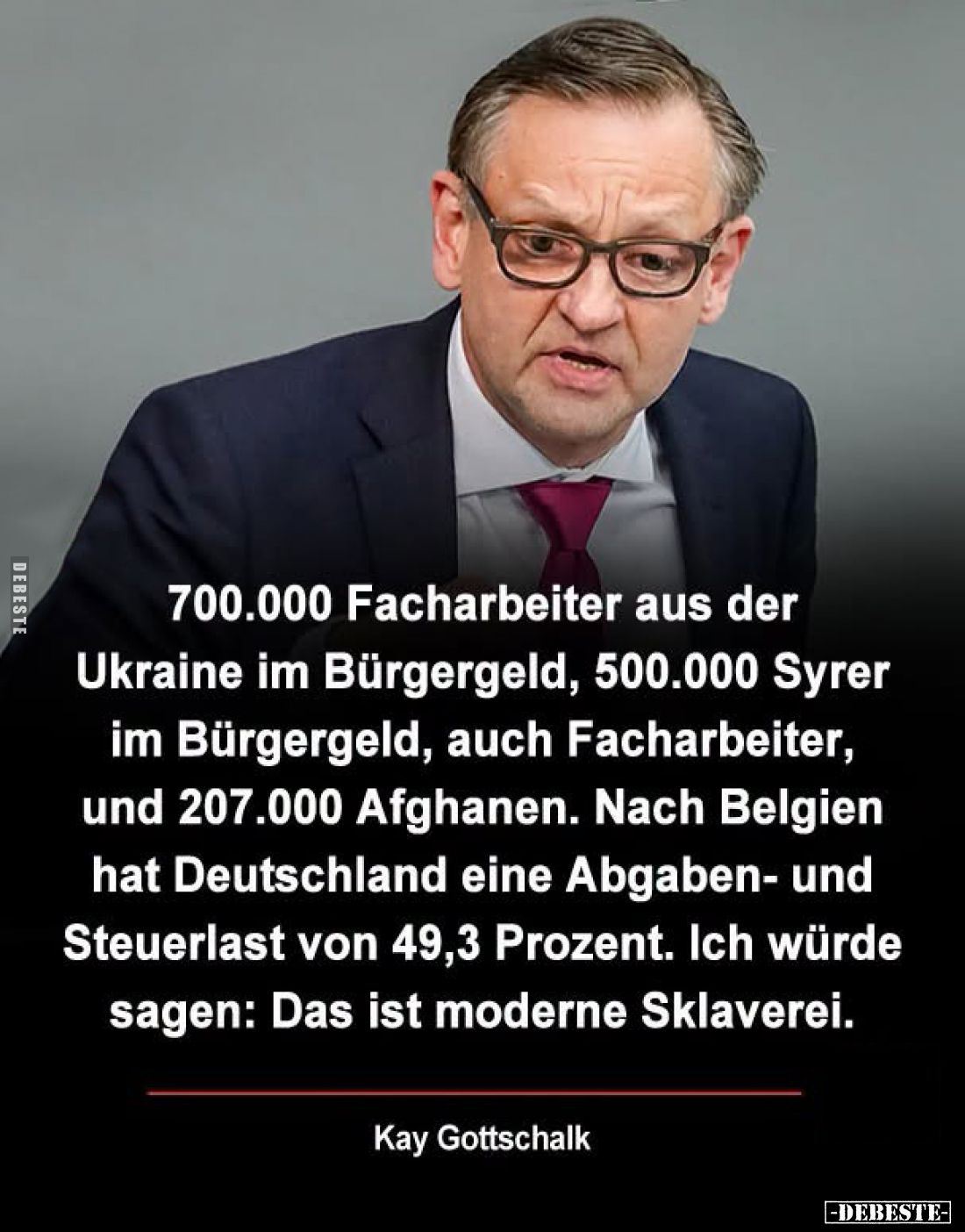 700.000 Facharbeiter aus der Ukraine im Bürgergeld, 500.000 Syrer im Bürgergeld, auch Facharbeiter, und 207.000 Afghanen. Nac...