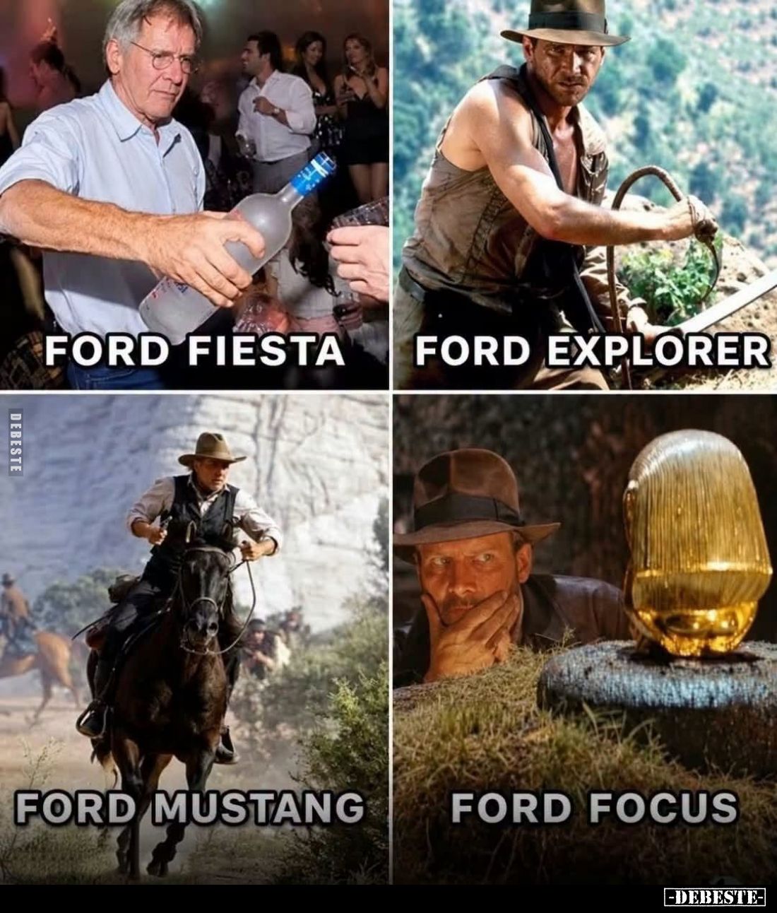 Ford Fiesta, 
Ford Explorer,
Ford Mustang,
Ford Focus.