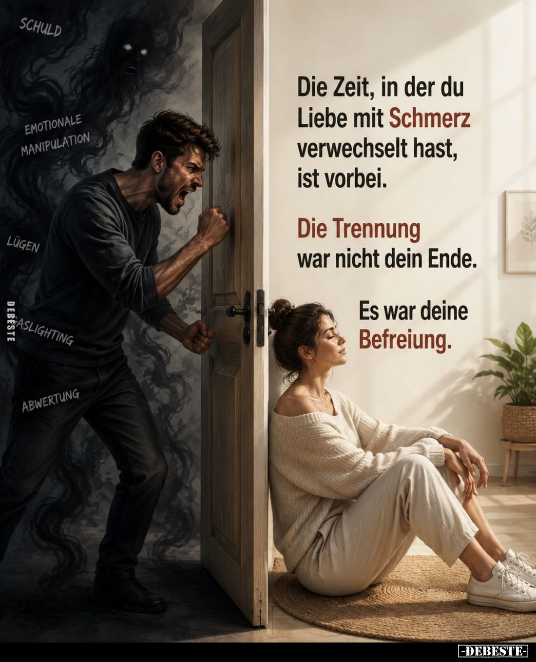 Die Zeit, in der du Liebe mit Schmerz verwechselt hast, ist vorbei.
Die Trennung war nicht dein Ende.
Es war deine Befreiun...