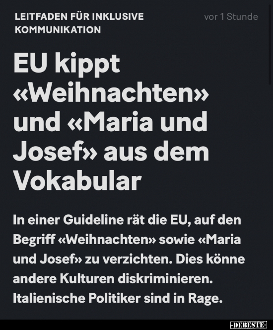 EU kippt "Weihnachten" und "Maria und Josef" aus dem.. - Lustige Bilder | DEBESTE.de
