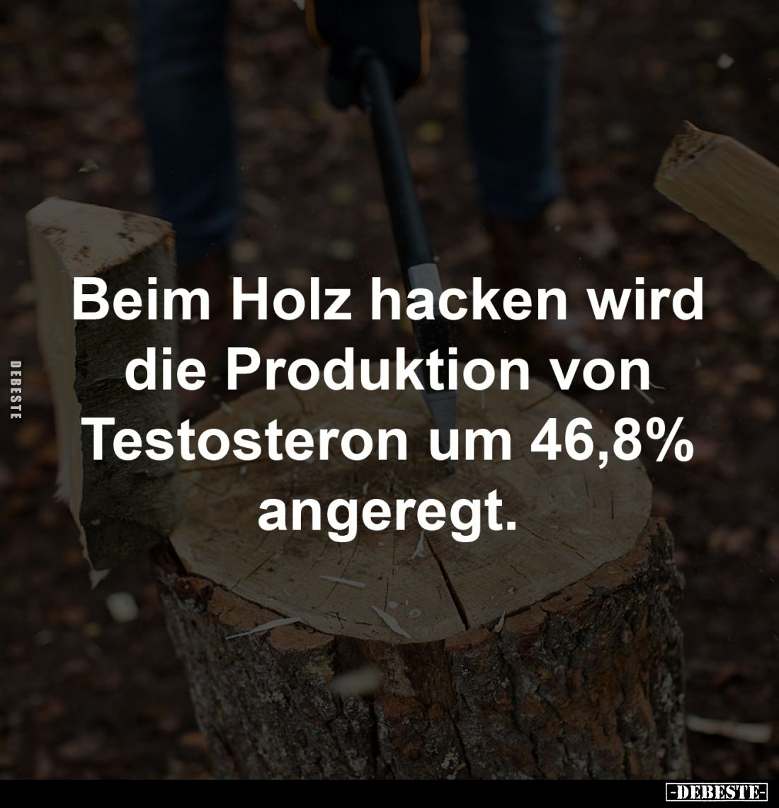 Beim Holz hacken wird
die Produktion von
Testosteron um 46,8%
angeregt.