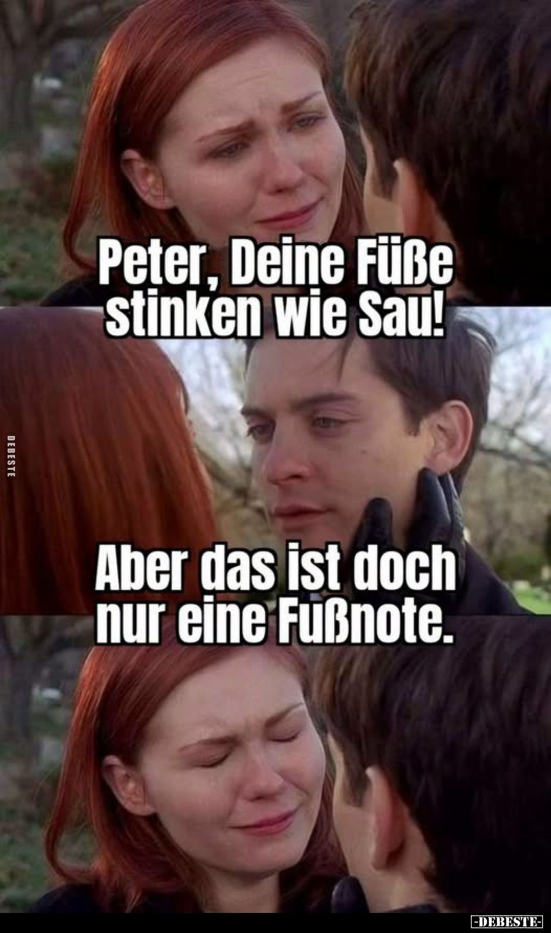 Peter, Deine Füße stinken wie Sau!
-
Aber das ist doch nur eine Fußnote.