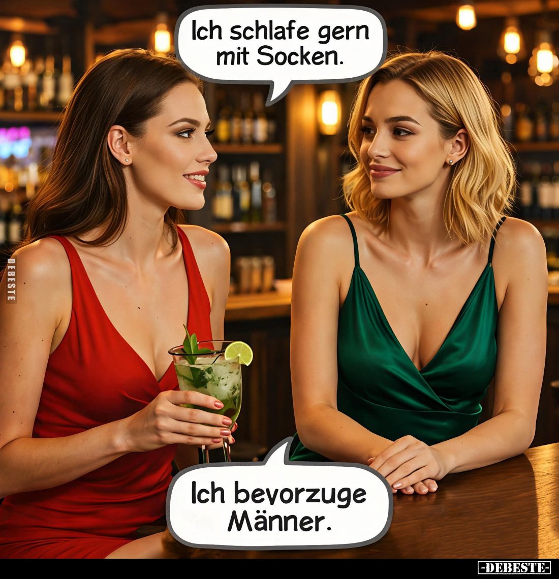 Ich schlafe gern mit Socken. -
Ich bevorzuge Männer.