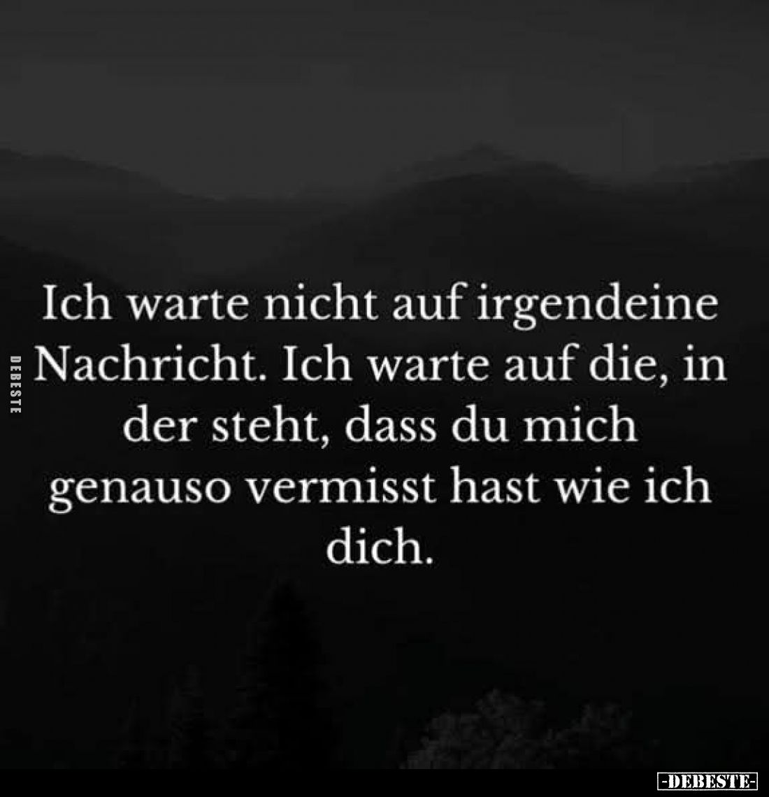 Ich warte nicht auf irgendeine Nachricht. Ich warte auf die, in der steht, dass du mich genauso vermisst hast wie ich dich.