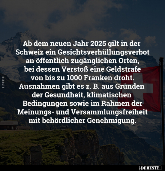 Ab dem neuen Jahr 2025 gilt in der Schweiz.. - Lustige Bilder | DEBESTE.de