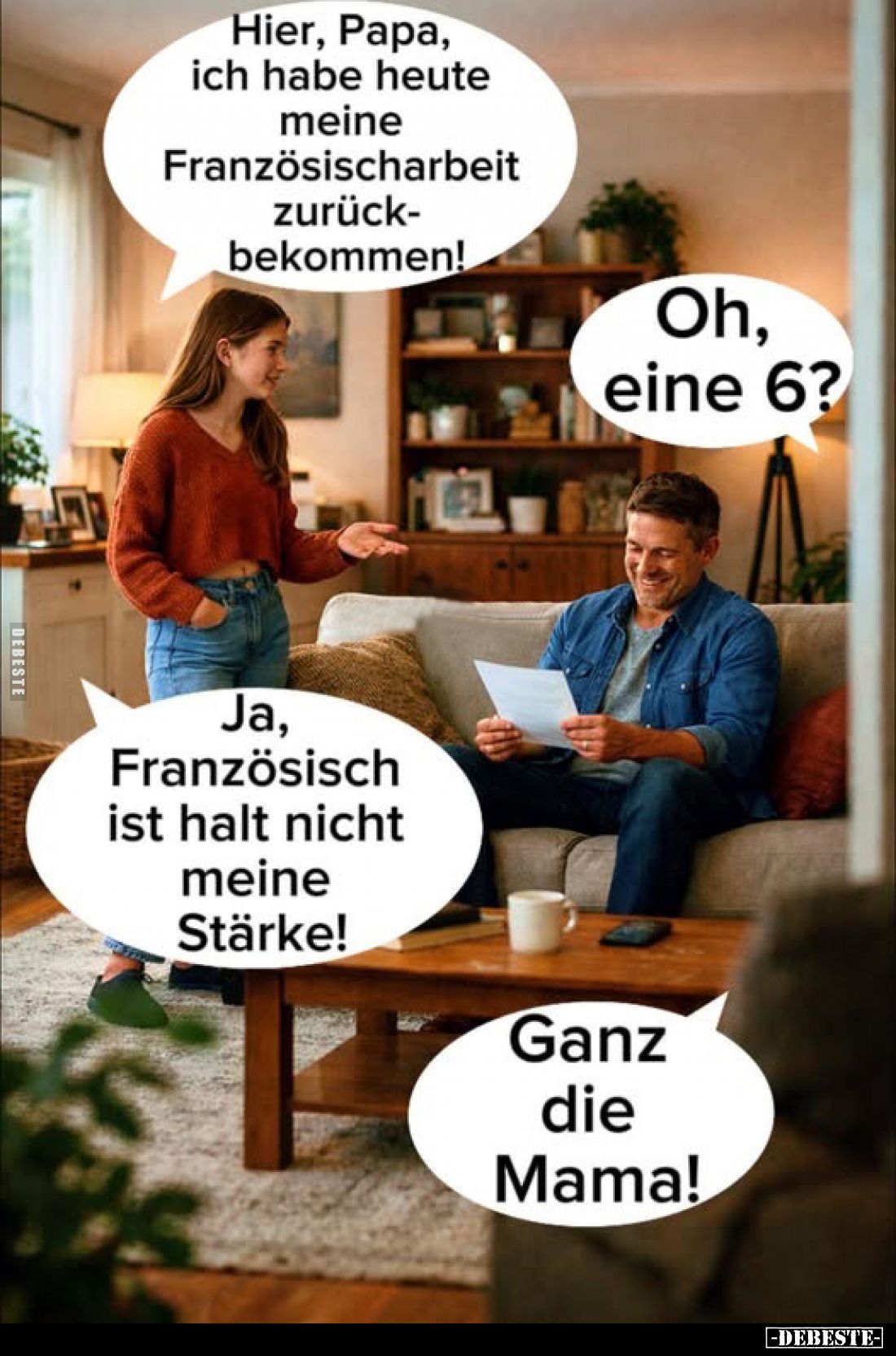 Hier, Papa, ich habe heute meine Französischarbeit.. - Lustige Bilder | DEBESTE.de