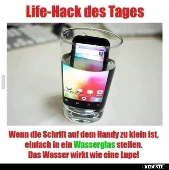 Life-Hack des Tages. Wenn die Schrift auf dem Handy zu.. - Lustige Bilder | DEBESTE.de