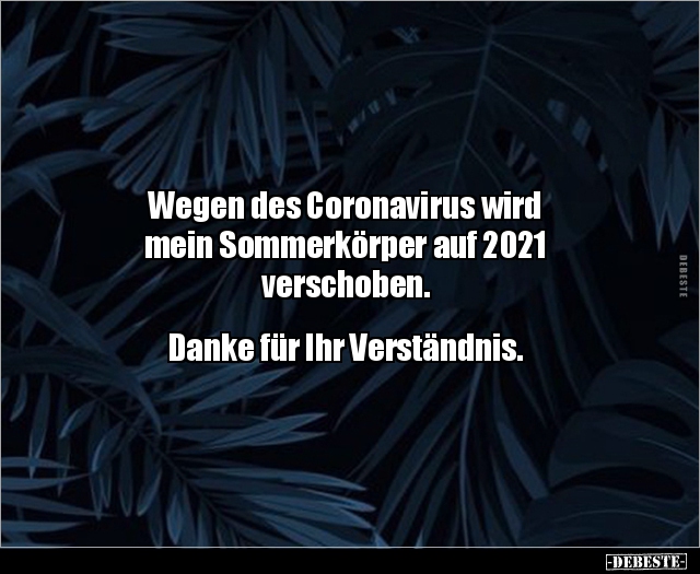 Wegen des Coronavirus wird mein Sommerkörper auf.. - Lustige Bilder | DEBESTE.de