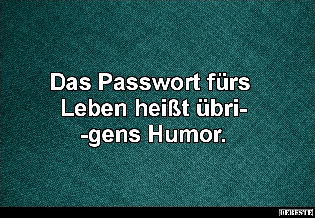 Das Passwort fürs
Leben heißt übri-
-gens Humor.