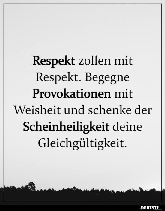 Respekt zollen mit Respekt. Begegne Provokationen mit.. - Lustige Bilder | DEBESTE.de