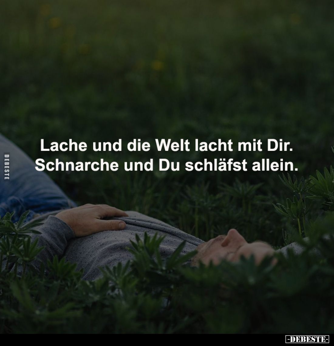 Lache und die Welt lacht mit Dir.
Schnarche und Du schläfst allein.