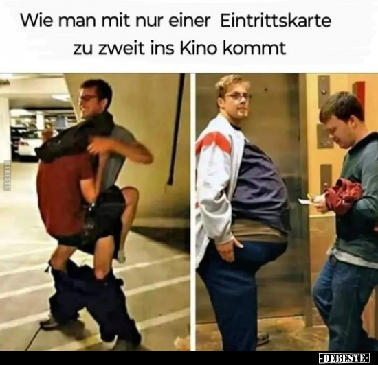 Wie man mit nur einer Eintrittskarte zu zweit ins Kino.. - Lustige Bilder | DEBESTE.de