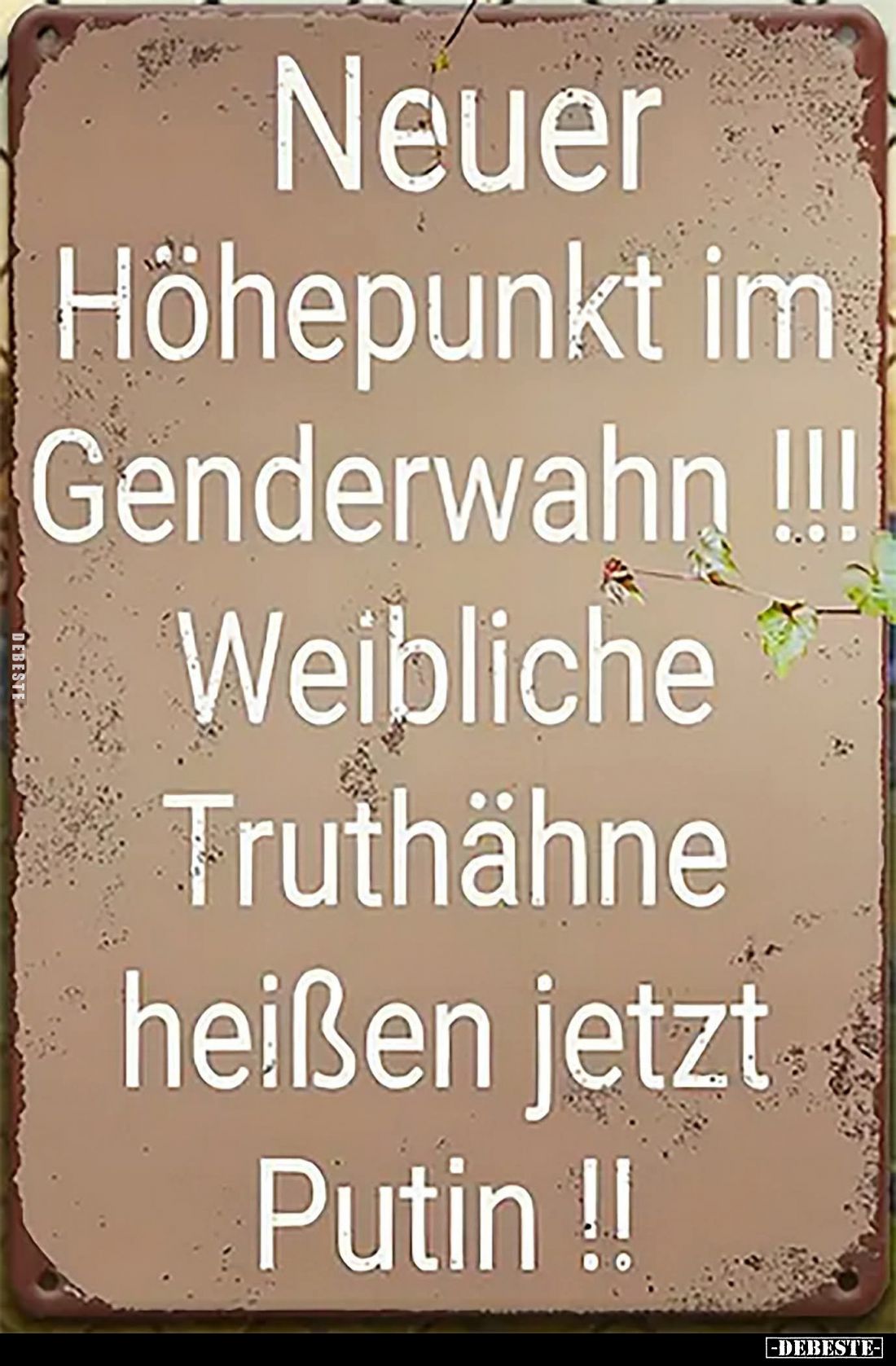 Neuer Höhepunkt im Genderwahn !!!!
Weibliche Truthähne heißen jetzt Putin !!