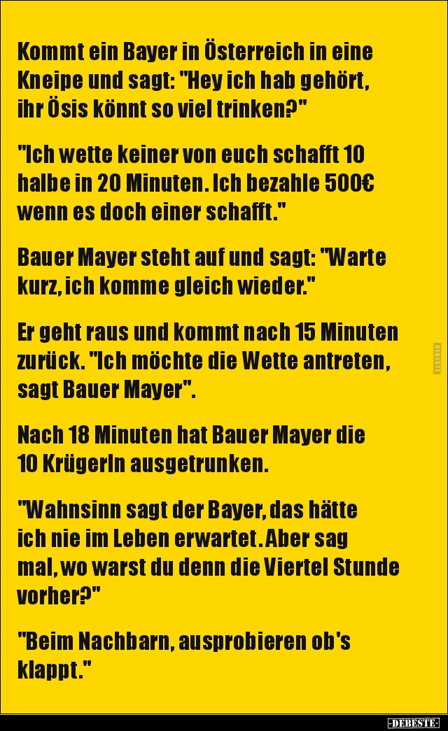 Kommt ein Bayer in Österreich in eine Kneipe und sagt... - Lustige Bilder | DEBESTE.de