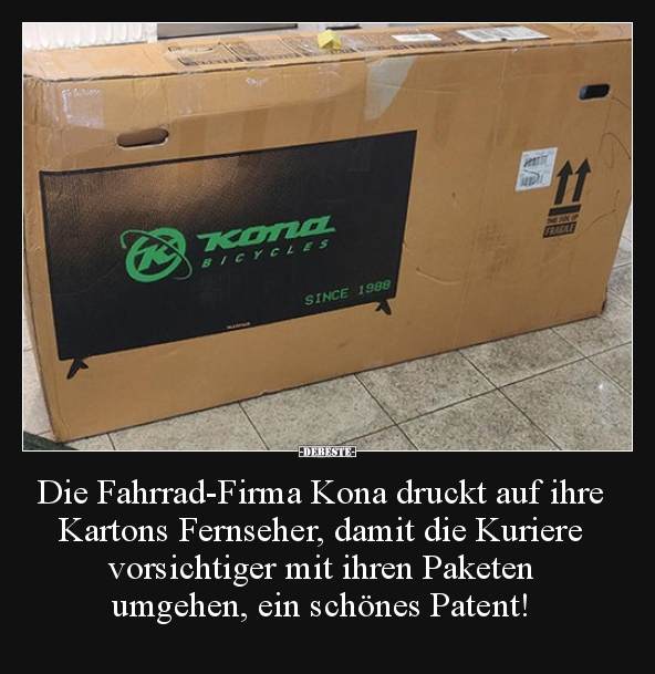 Die Fahrrad-Firma Kona druckt auf ihre Kartons Fernseher.. - Lustige Bilder | DEBESTE.de