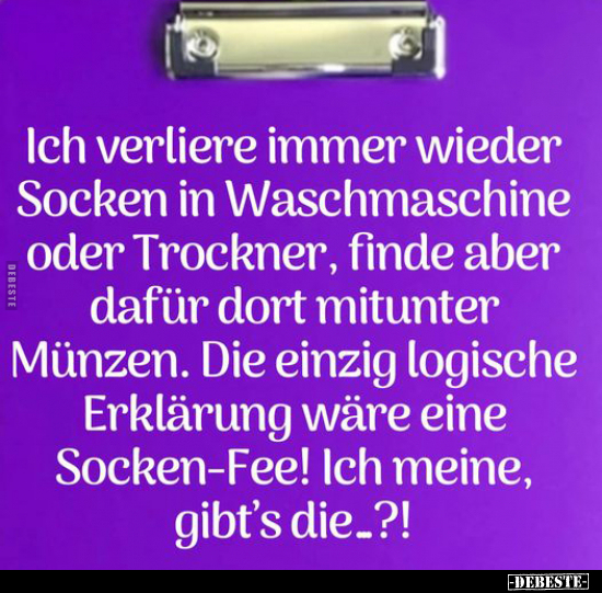 Ich verliere immer wieder Socken in Waschmaschine.. - Lustige Bilder | DEBESTE.de