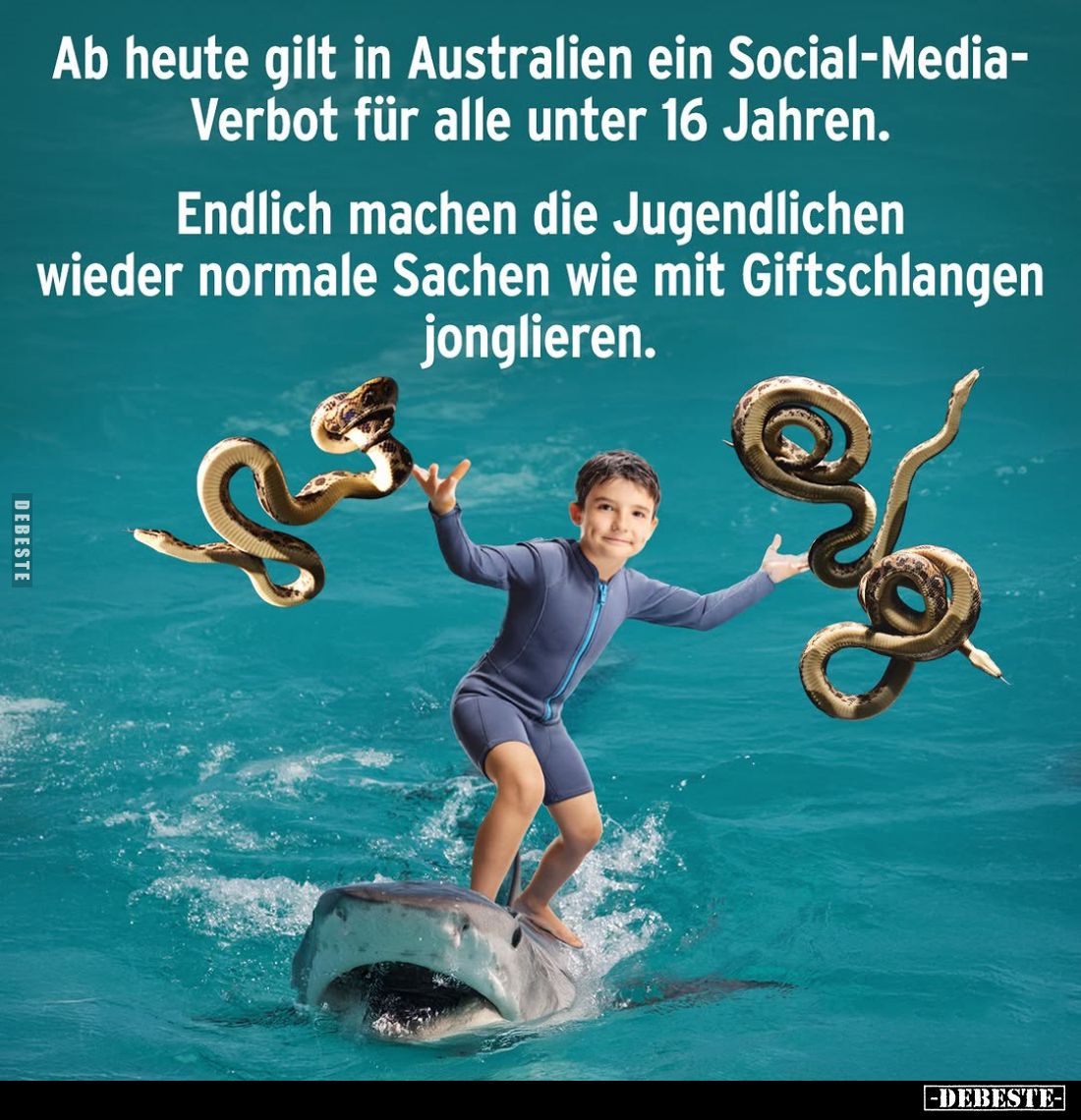 Ab heute gilt in Australien ein Social-Media-Verbot für alle unter 16 Jahren.
Endlich machen die Jugendlichen wieder normale...