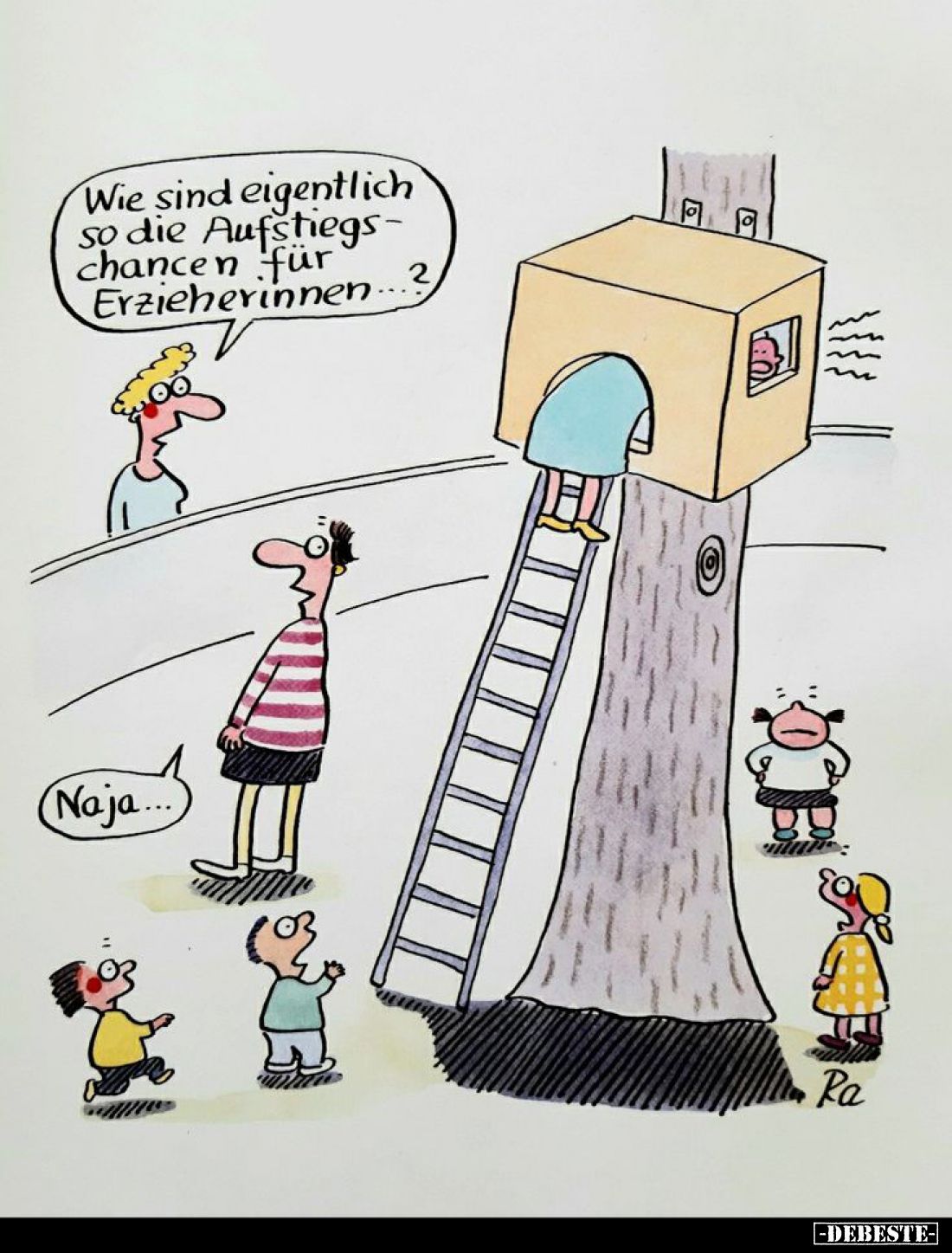 Wie sind eigentlich so die Aufstiegschancen für Erzieherinnen. - Na ja.