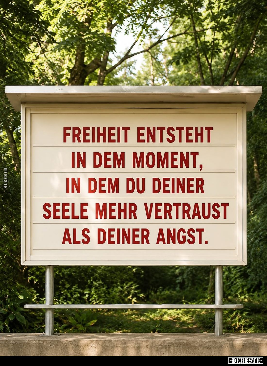 Freiheit entsteht in dem Moment, in dem du deiner Seele mehr vertraust als deiner Angst.