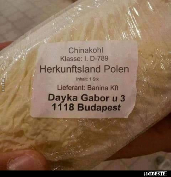 Chinakohl - Herkunftsland Polen... - Lustige Bilder | DEBESTE.de