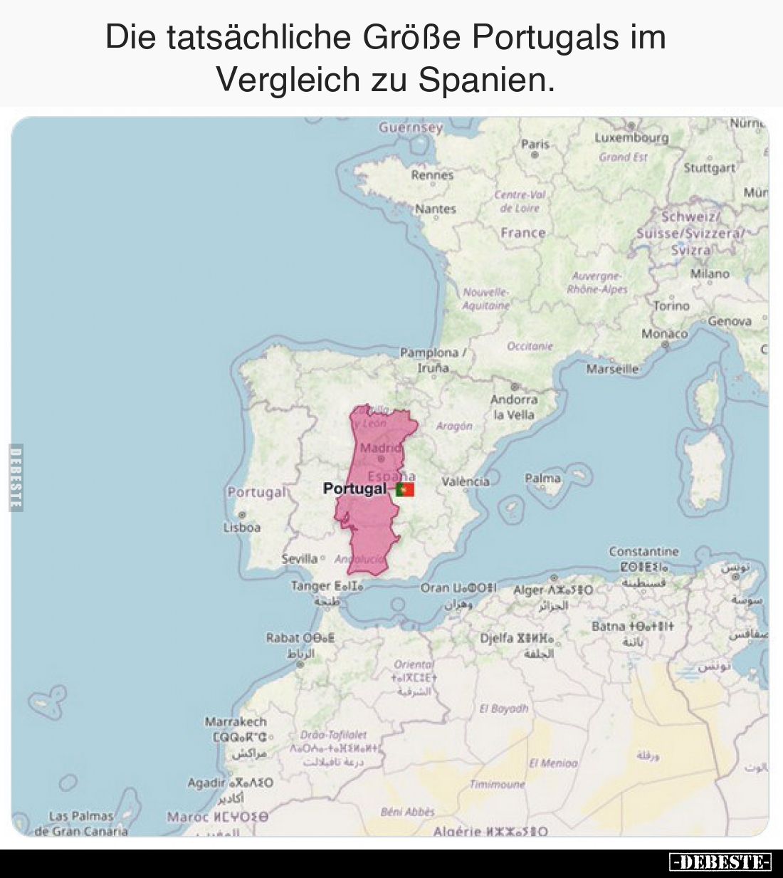 Die tatsächliche Größe Portugals im Vergleich zu.. - Lustige Bilder | DEBESTE.de