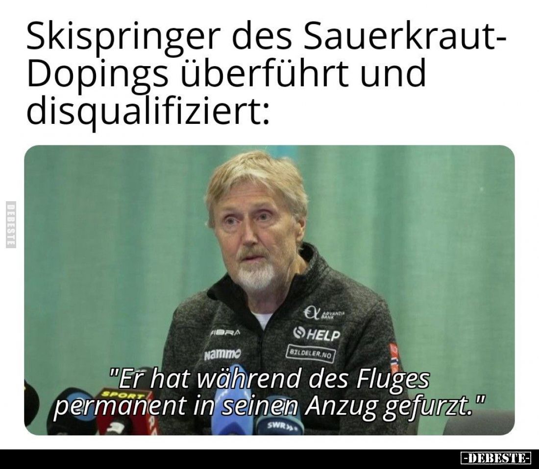 Skispringer des Sauerkraut-Dopings überführt und disqualifiziert:

"Er hat während des Fluges permanent in seinen Anzu...