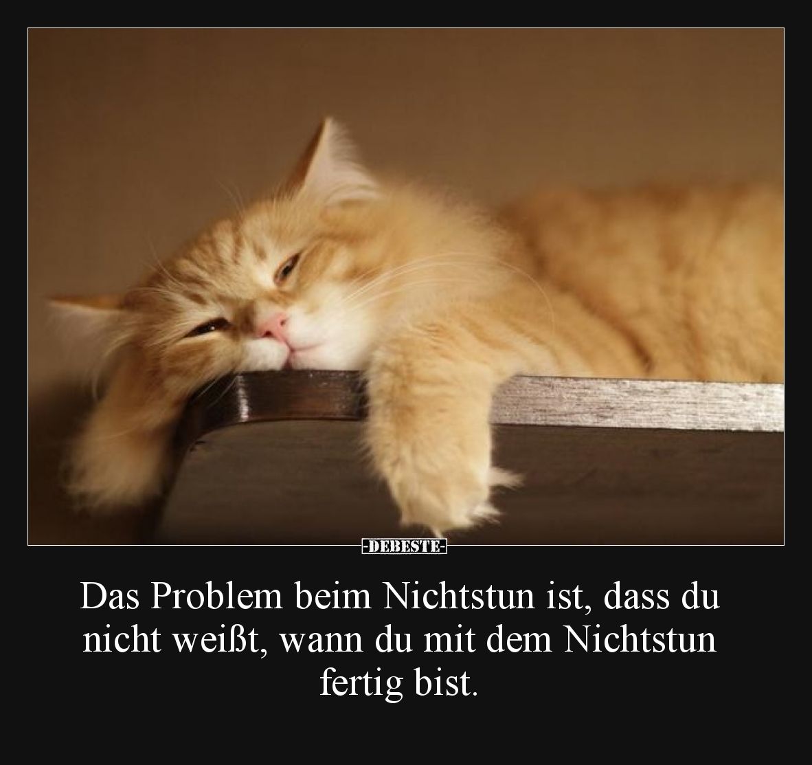 Das Problem beim Nichtstun ist, dass du nicht weißt, wann du mit dem Nichtstun fertig bist.