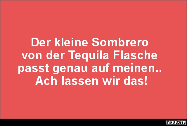 Der kleine Sombrero von der Tequila Flasche.. - Lustige Bilder | DEBESTE.de