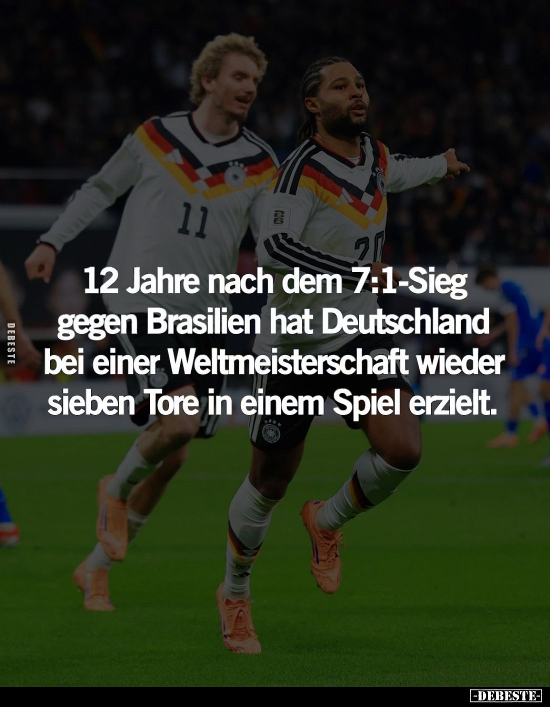 12 Jahre nach dem 7:1-Sieg gegen Brasilien hat Deutschland bei einer Weltmeisterschaft wieder sieben Tore in einem Spiel erzi...