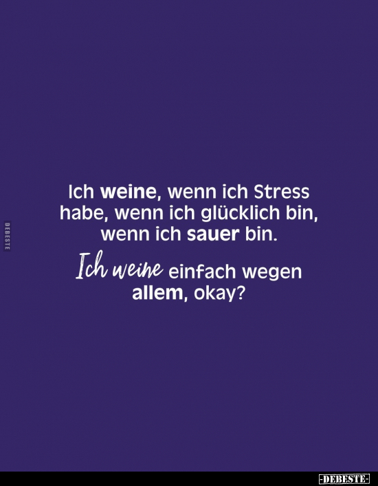 Ich weine, wenn ich Stress habe.. - Lustige Bilder | DEBESTE.de