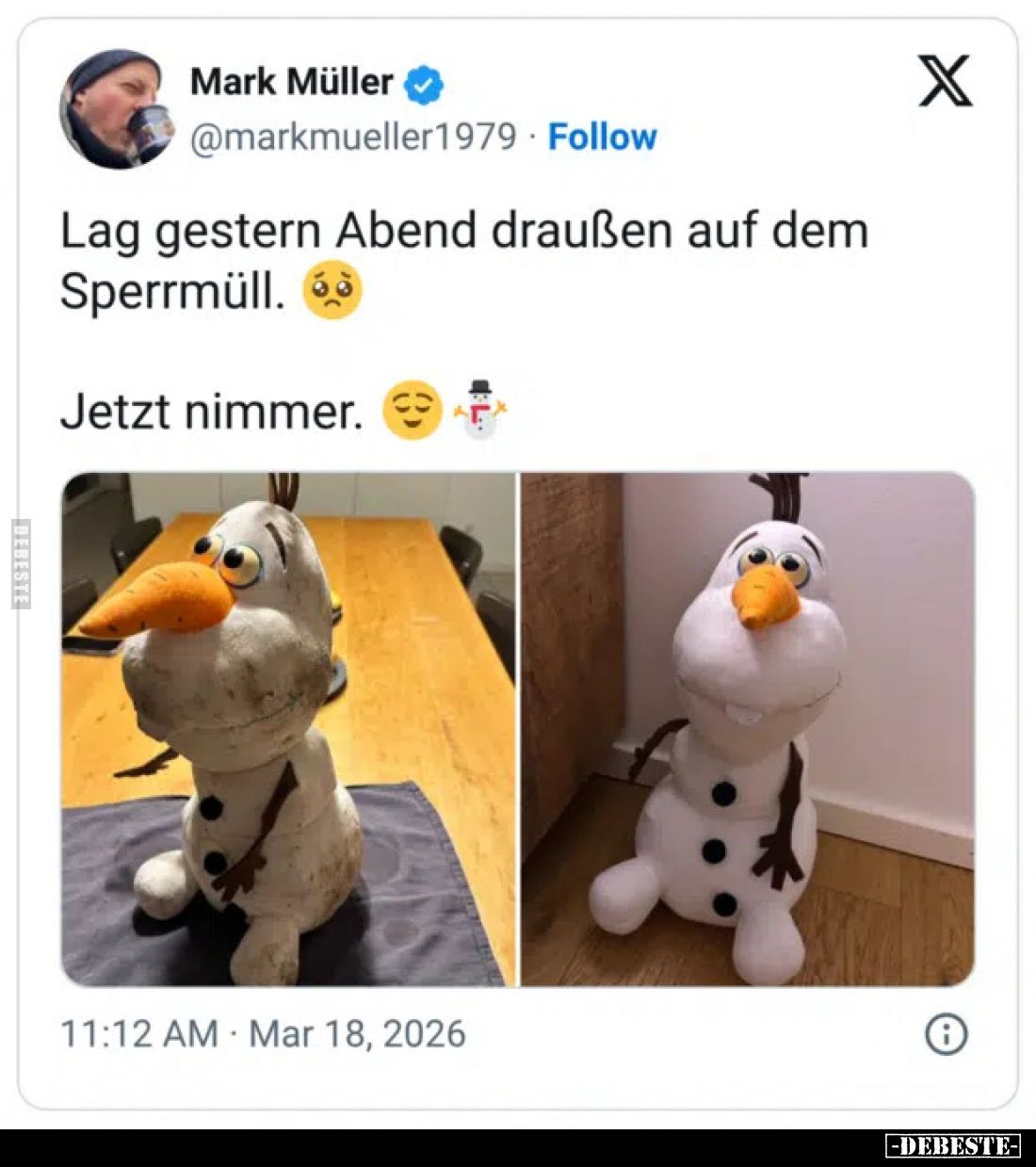 Lag gestern Abend draußen auf dem Sperrmüll.
Jetzt nimmer.