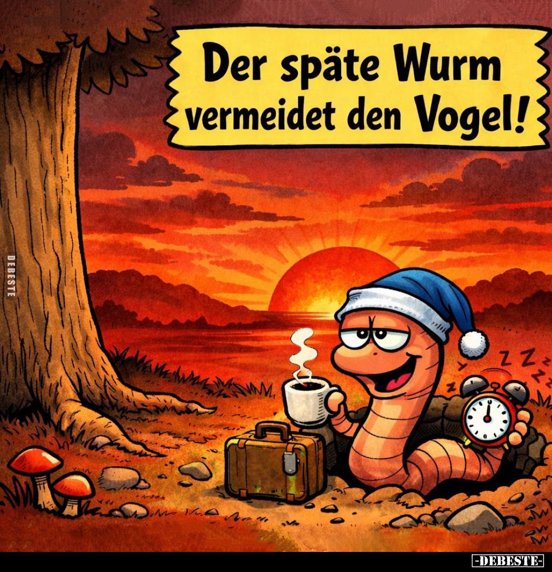 Der späte Wurm vermeidet den Vogel!