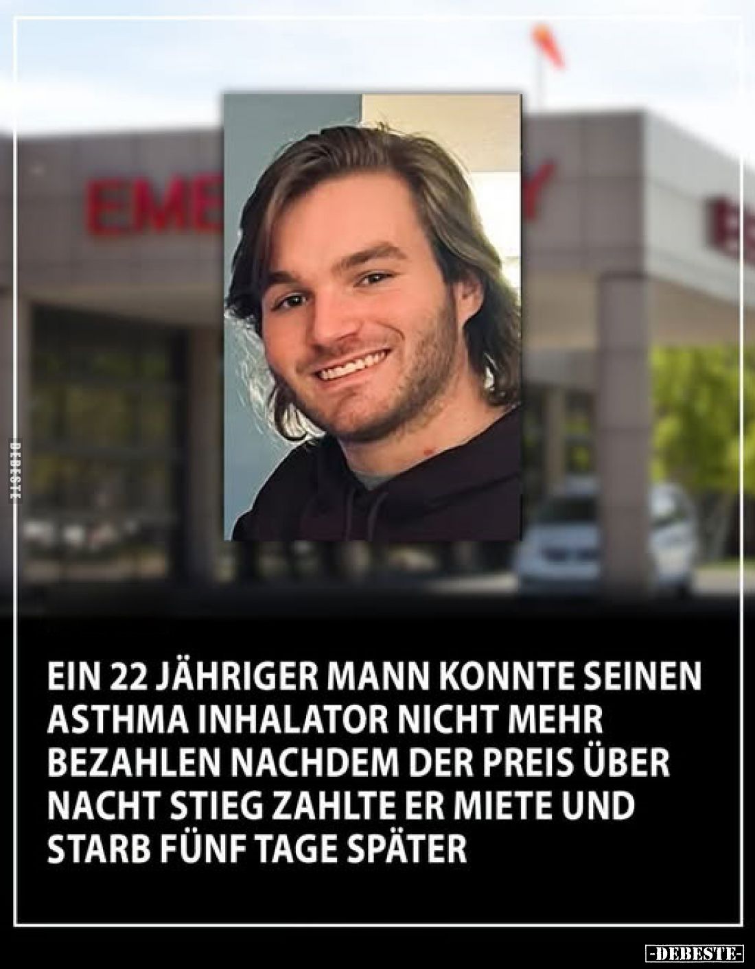 Ein 22 jähriger Mann konnte seinen Asthma Inhalator nicht mehr bezahlen nachdem der Preis über Nacht stieg zahlte er Miete un...