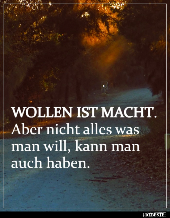 WOLLEN IST MACHT. Aber nicht alles was man will, kann man..