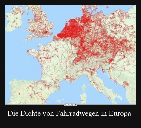 Die Dichte von Fahrradwegen in Europa.. - Lustige Bilder | DEBESTE.de