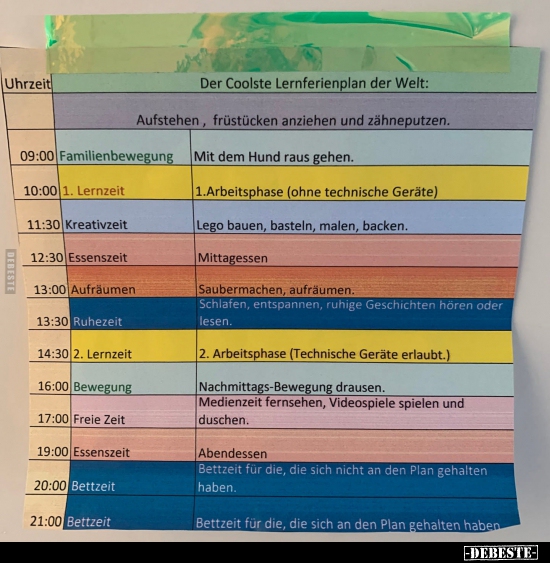 Der Coolste Lernferienplan der Welt: - Lustige Bilder | DEBESTE.de