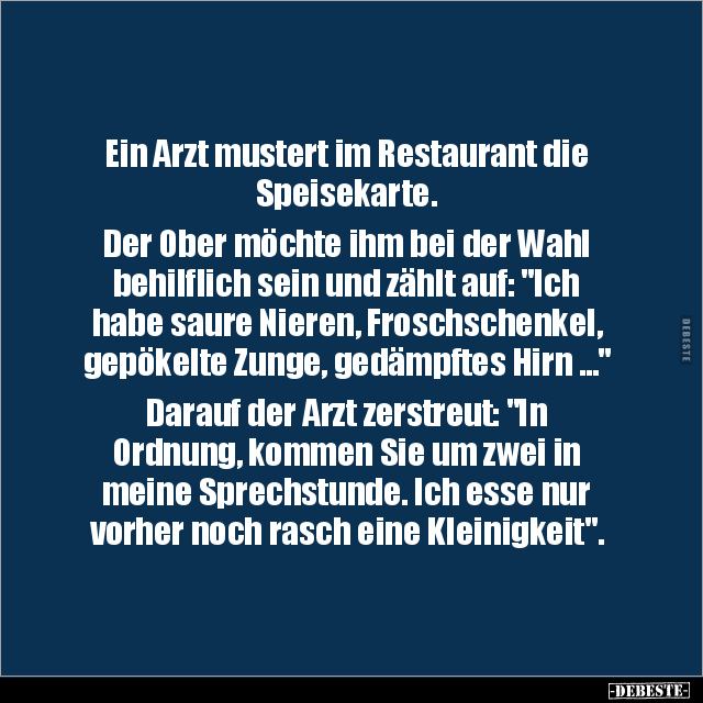 Arzt, Restaurant, Ober, Wahl, Nieren, Zunge