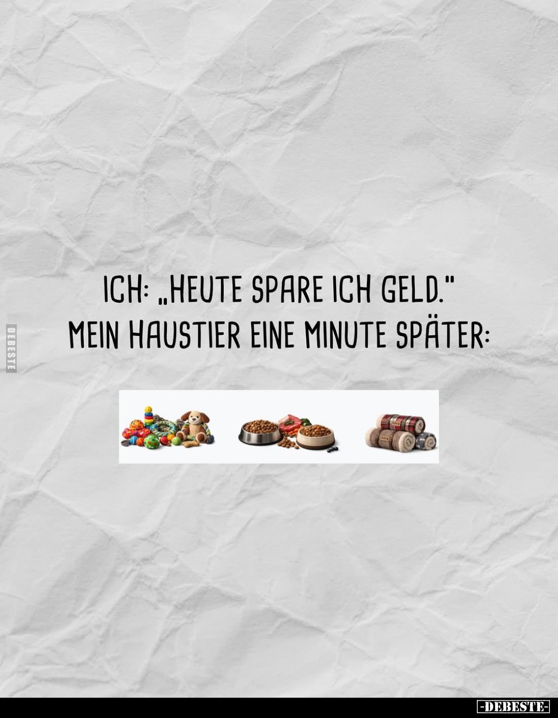 Ich: "Heute spare ich Geld." -
Mein Haustier eine Minute später: