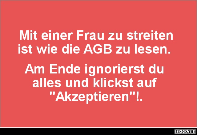 Mit einer Frau zu streiten ist wie die AGB zu lesen.. - Lustige Bilder | DEBESTE.de