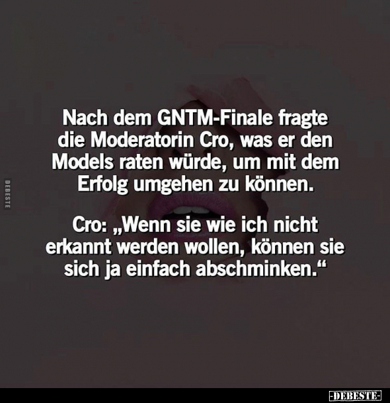 Nach dem GNTM-Finale fragte die Moderatorin Cro, was er den.. - Lustige Bilder | DEBESTE.de