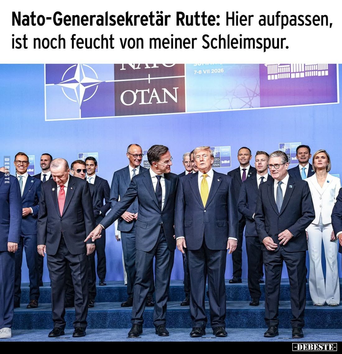 Nato-Generalsekretär Rutte: Hier aufpassen, ist noch feucht von meiner Schleimspur.
