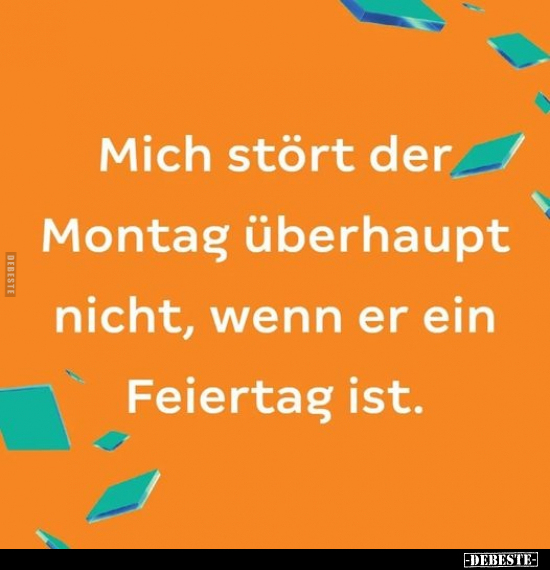 Mich stört der Montag überhaupt nicht, wenn er ein Feiertag.. - Lustige Bilder | DEBESTE.de