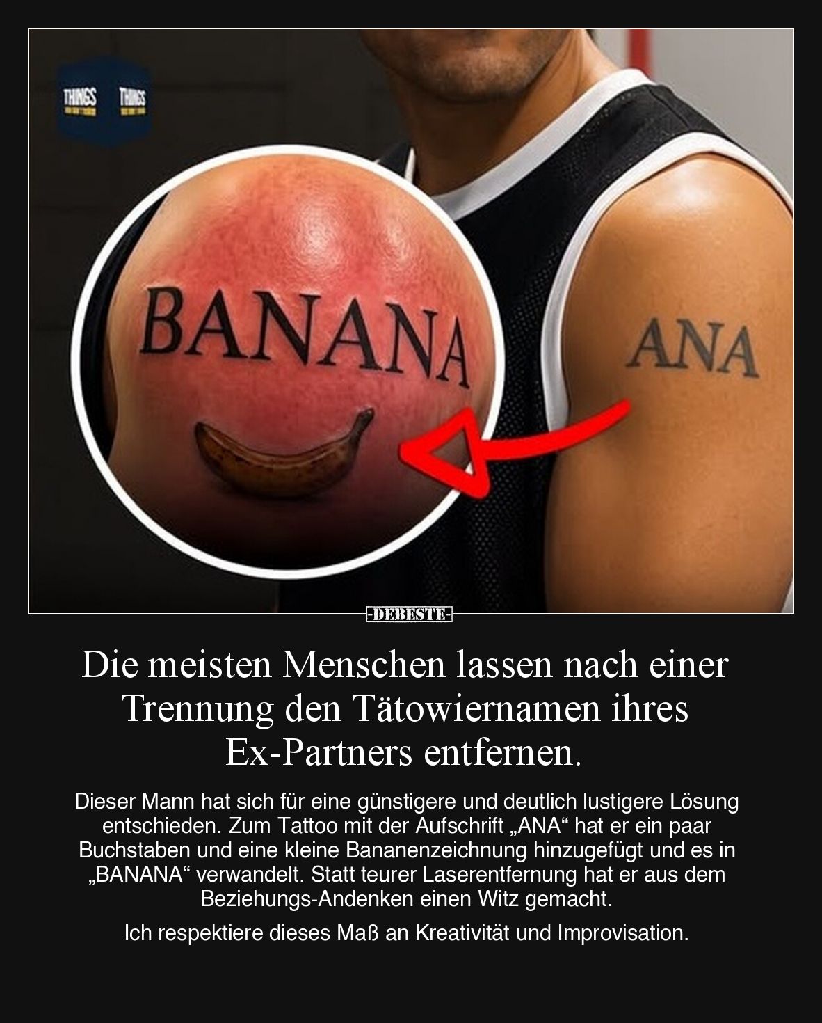 Die meisten Menschen lassen nach einer Trennung den Tätowiernamen ihres Ex-Partners entfernen.

Dieser Mann hat sich für ei...