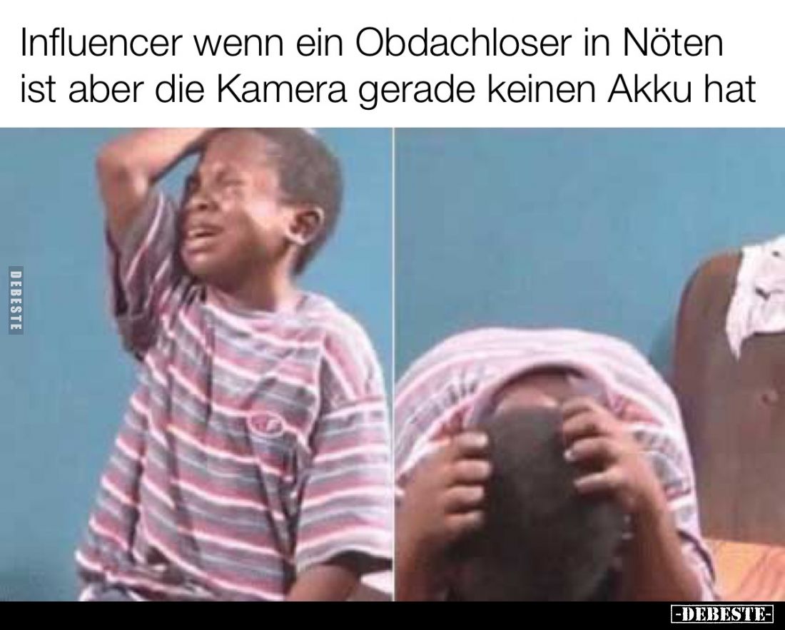 Influencer wenn ein Obdachloser in Nöten ist aber die Kamera gerade keinen Akku hat