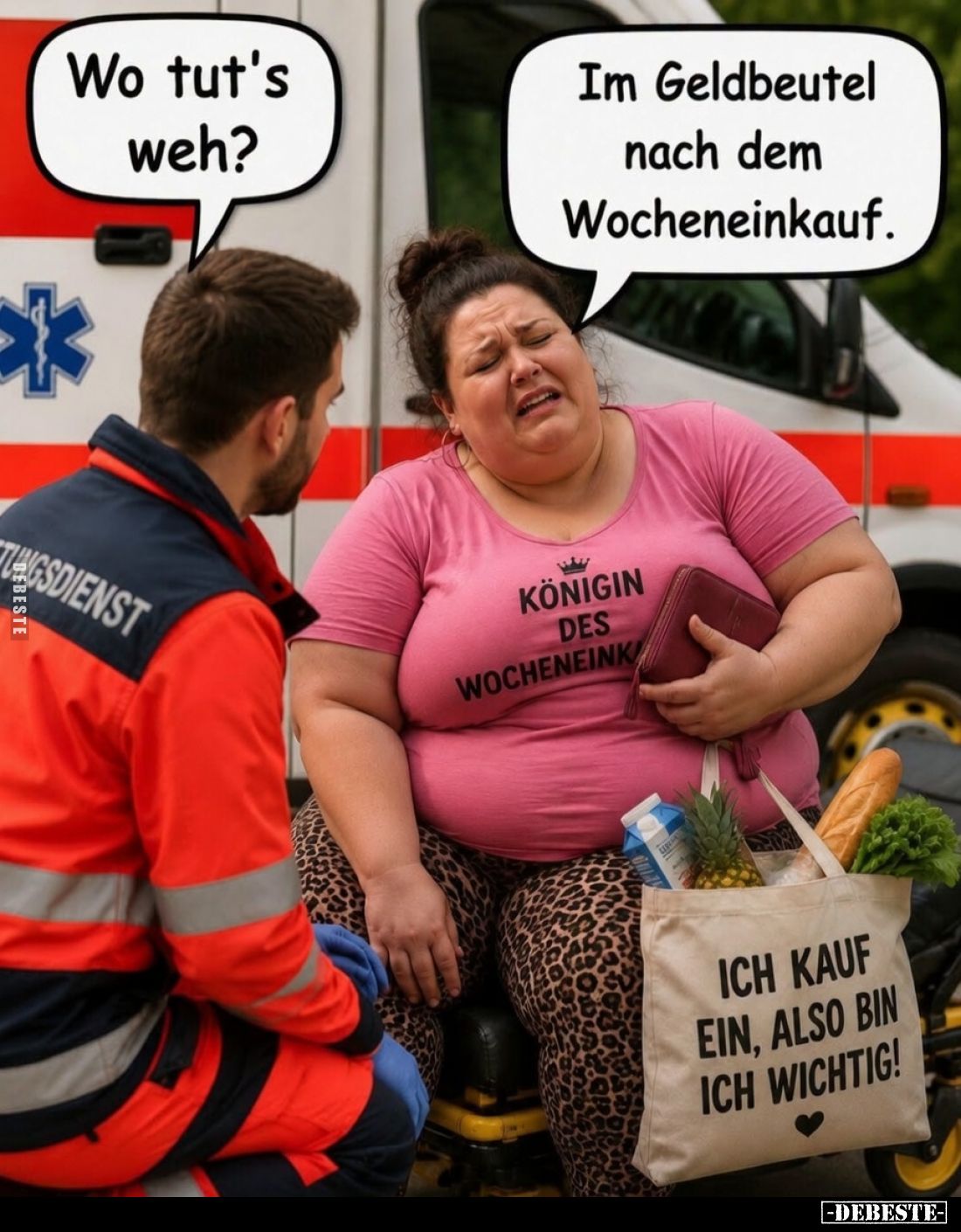 Wo tut's weh? -
Im Geldbeutel nach dem Wocheneinkauf.