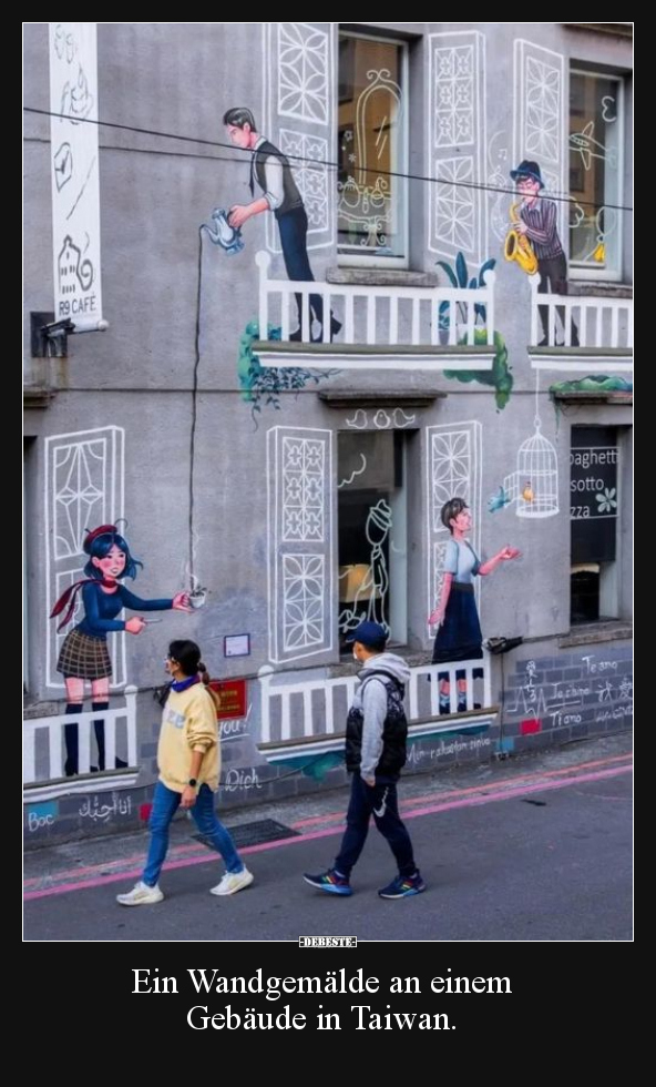 Ein Wandgemälde an einem Gebäude in Taiwan... - Lustige Bilder | DEBESTE.de