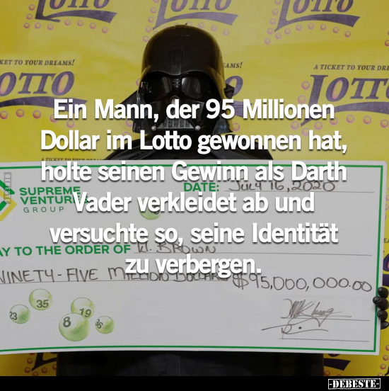 Ein Mann, der 95 Millionen Dollar im Lotto gewonnen hat.. - Lustige Bilder | DEBESTE.de