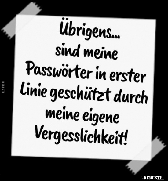 Übrigens... sind meine Passwörter in erster Linie geschützt... - Lustige Bilder | DEBESTE.de